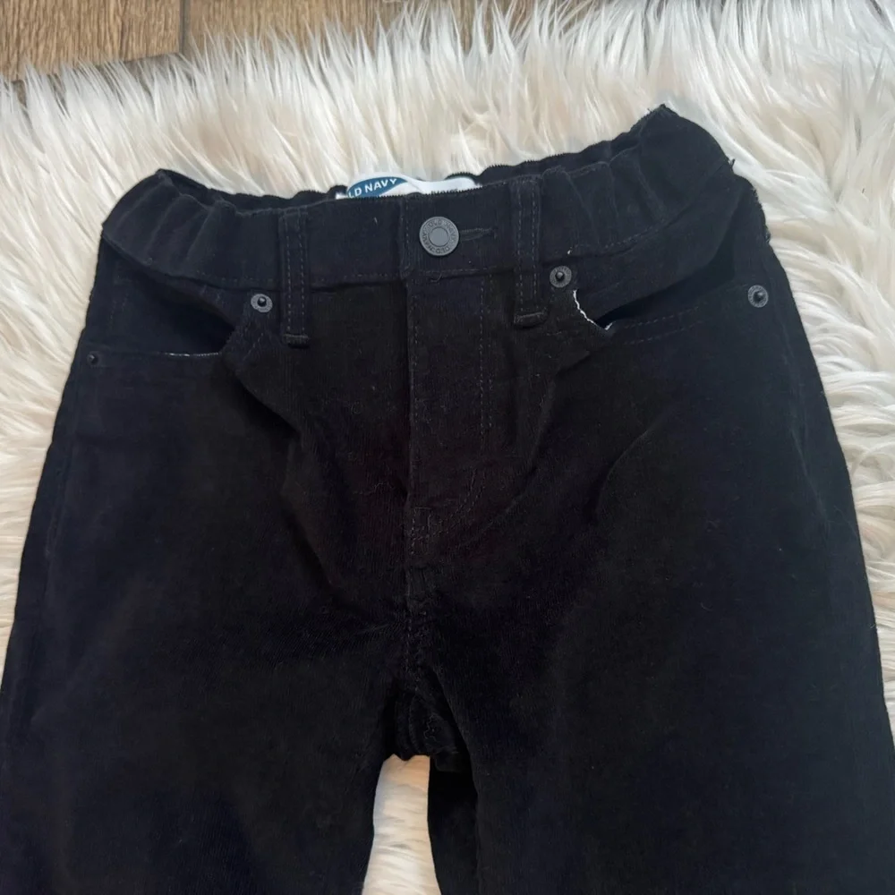 Old Navy‎ Girls Black Corduroy Pants Size 8 Pull On Slim Stretch